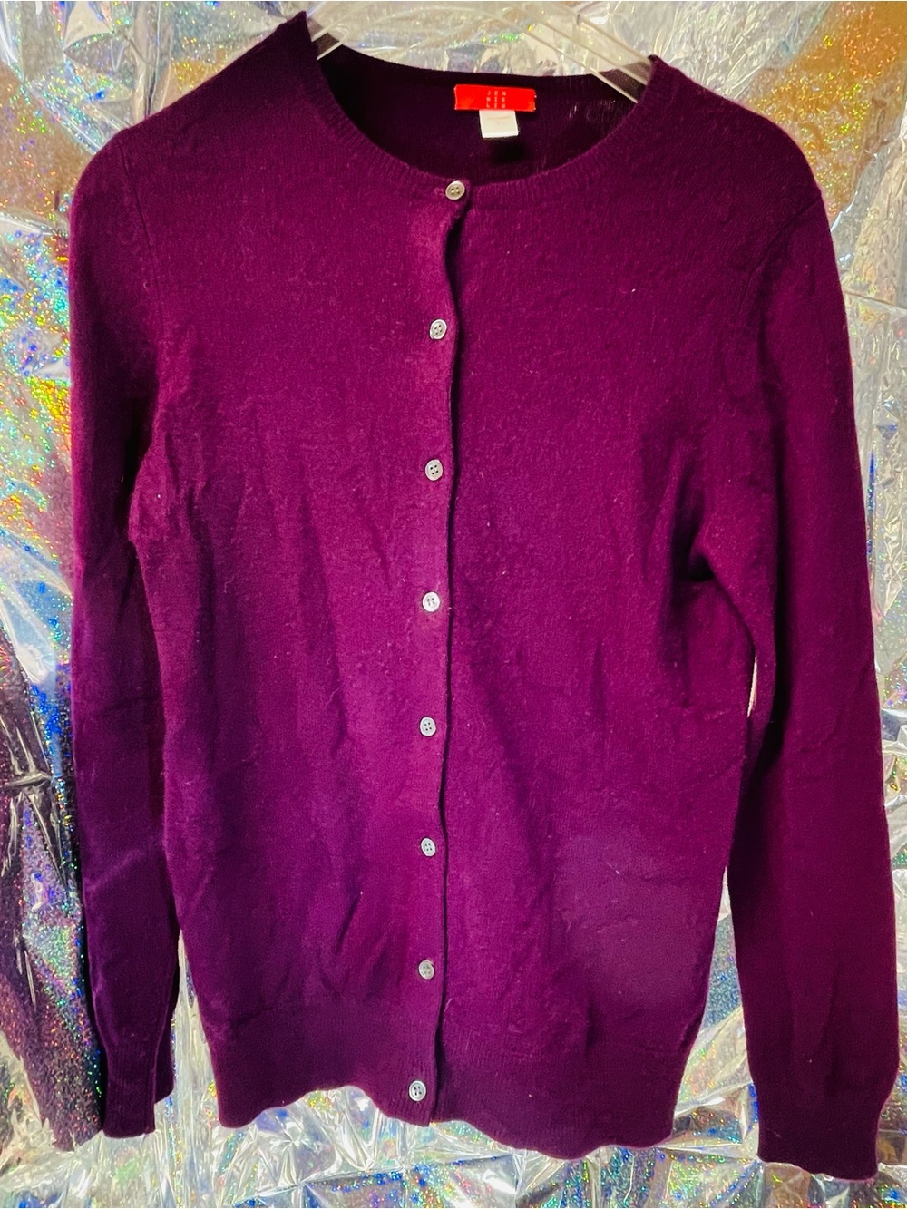 JENNIE LIU Cashmere Button Front Long Sleeve Crewneck Cardigan Sweater